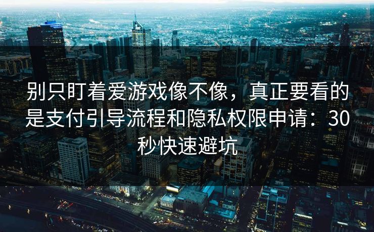 别只盯着爱游戏像不像，真正要看的是支付引导流程和隐私权限申请：30秒快速避坑
