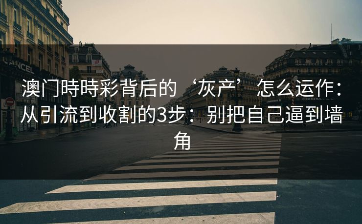 澳门時時彩背后的‘灰产’怎么运作：从引流到收割的3步：别把自己逼到墙角