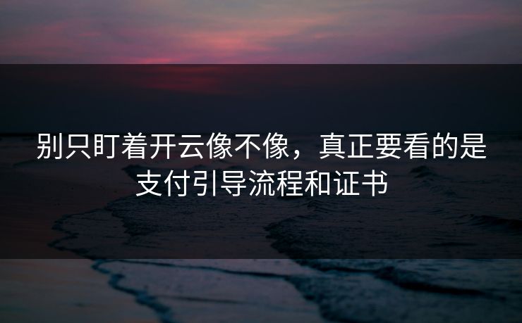 别只盯着开云像不像，真正要看的是支付引导流程和证书