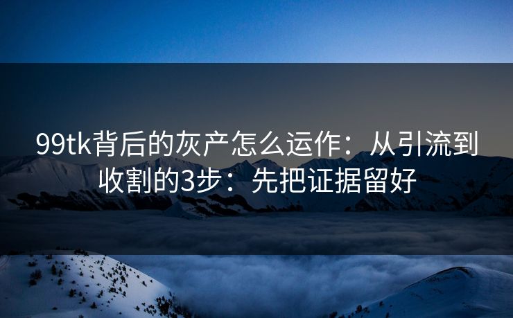 99tk背后的灰产怎么运作：从引流到收割的3步：先把证据留好