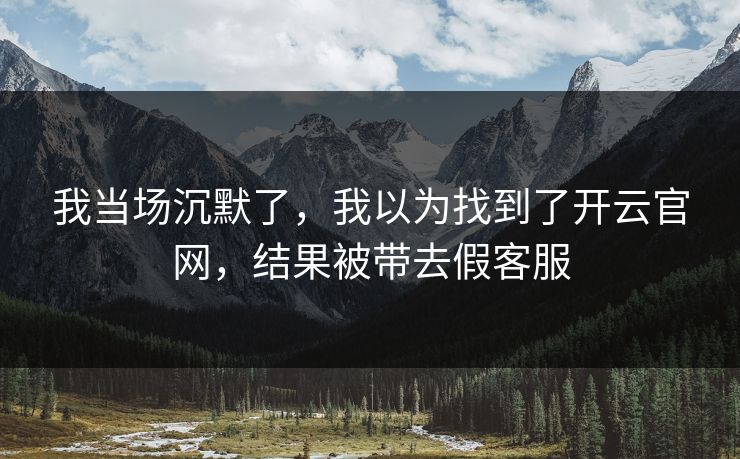 我当场沉默了，我以为找到了开云官网，结果被带去假客服