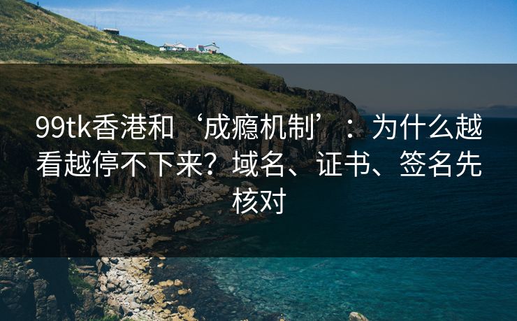 99tk香港和‘成瘾机制’：为什么越看越停不下来？域名、证书、签名先核对